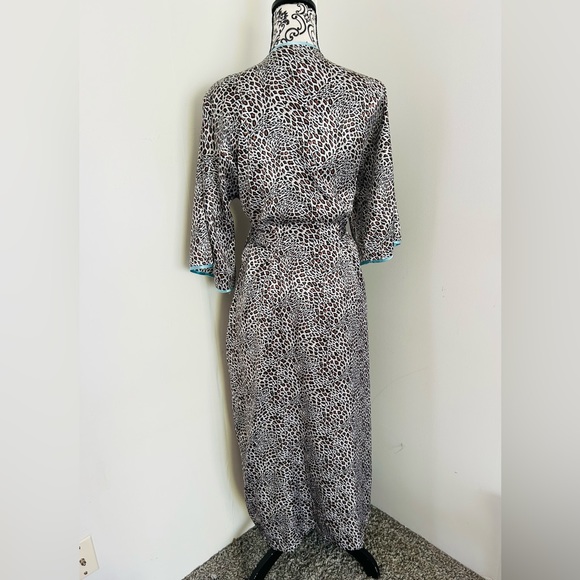 Women’s Animal Print Contrast Trim Satin Maxi Slip Dress and Robe Set Size S/M - Picture 14 of 16